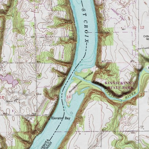 USGS 24K topo map of Kinnickinnic River, WI
