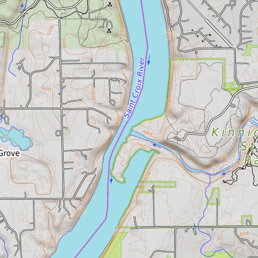 OpenTopoMap map of Kinnickinnic River, WI