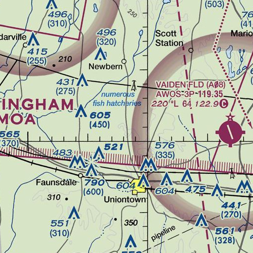 FAA VFR chart of Fowler Cemetery, AL