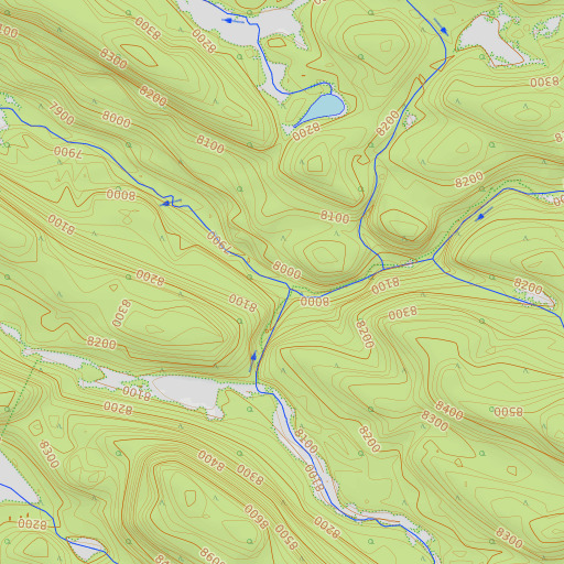 OpenTopoMap map of Bluff Creek, WY