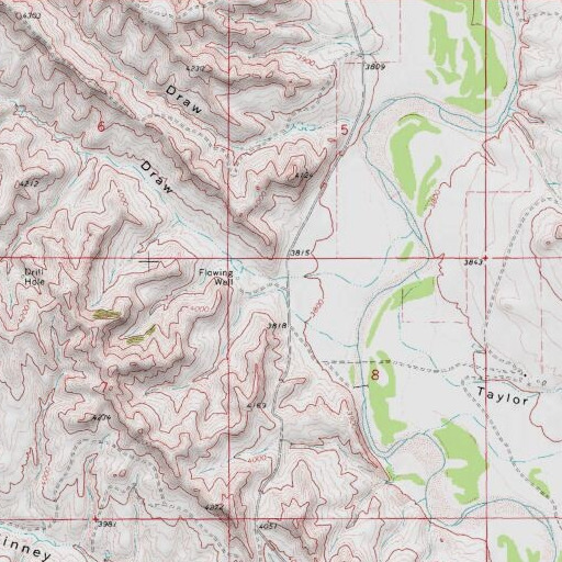 USGS 24K topo map of Mitchell Draw, WY