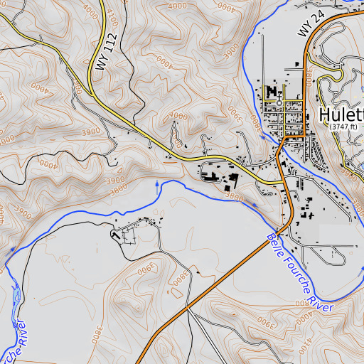 OpenTopoMap map of Moore Canyon, WY