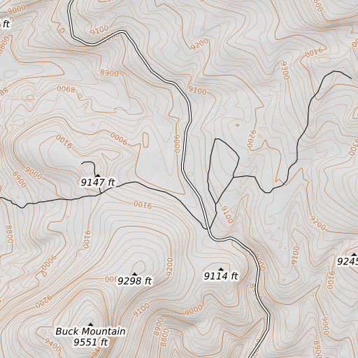 OpenTopoMap map of Bellyache Flats, WY