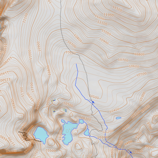 OpenTopoMap map of Burro Flat, WY