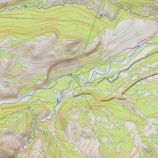 OpenTopoMap map of Hoodoo Creek, WY