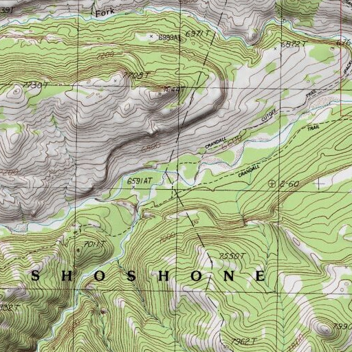 USGS 24K topo map of Hoodoo Creek, WY
