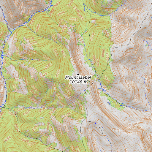 OpenTopoMap map of Mount Isabel, WY
