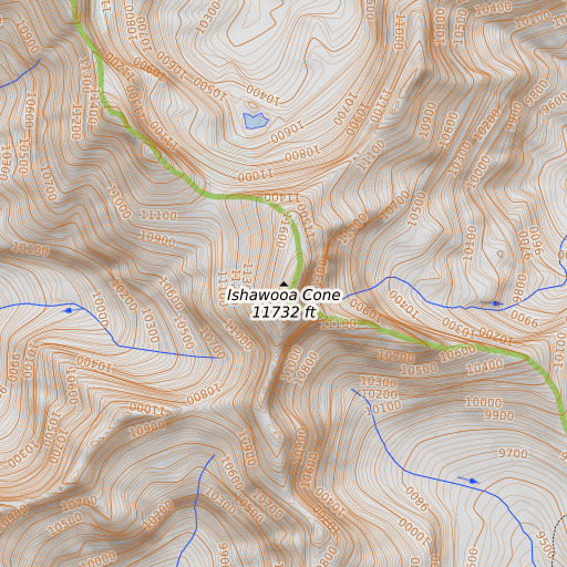 OpenTopoMap map of Ishawooa Cone, WY