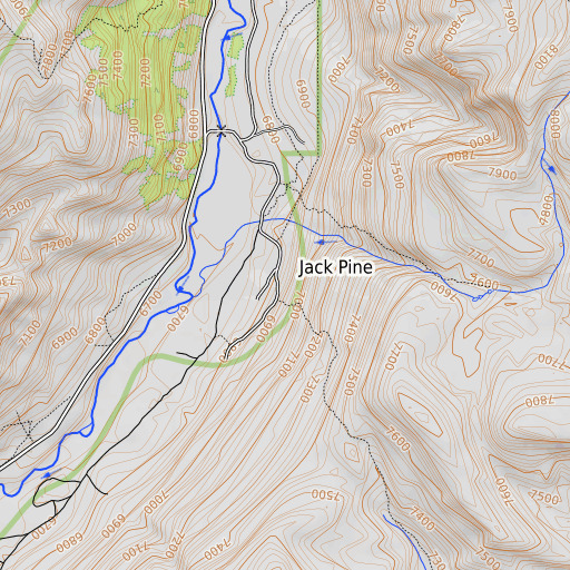 OpenTopoMap map of Jack Pine, WY