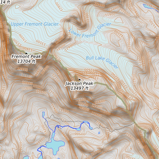 OpenTopoMap map of Jackson Peak, WY