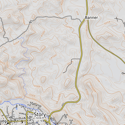 OpenTopoMap map of Orr Gulch, WY