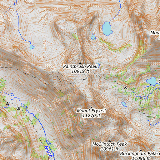 OpenTopoMap map of Paintbrush Divide, WY
