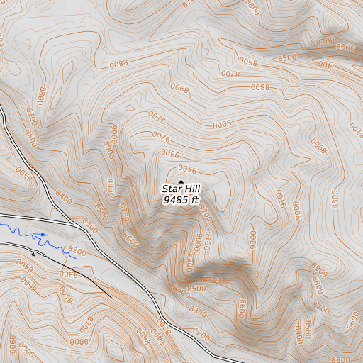 OpenTopoMap map of Star Hill, WY
