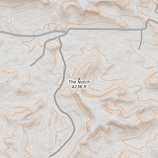 OpenTopoMap map of The Notch, WY