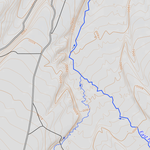 OpenTopoMap map of West Fork Smiths Fork, WY