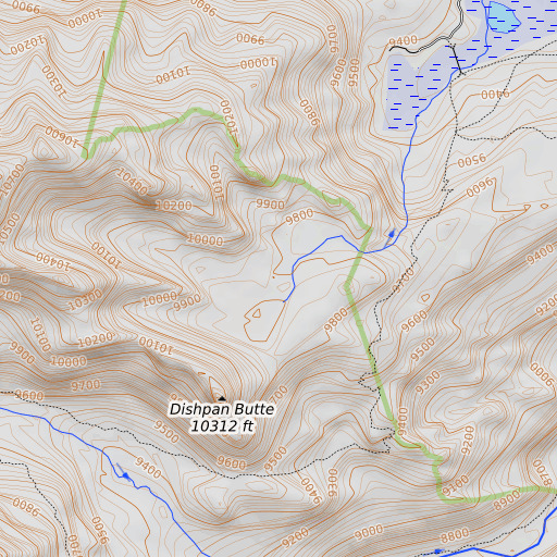 OpenTopoMap map of Twin Parks, WY
