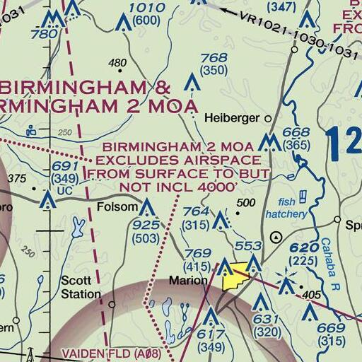 FAA VFR chart of Springhill Church, AL