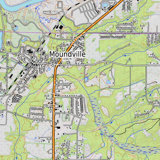 OpenTopoMap map of Wiggins Branch, AL