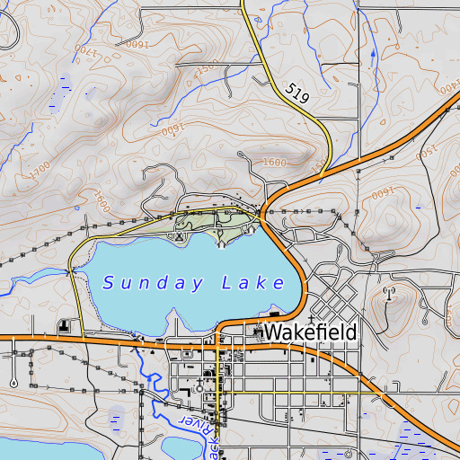 OpenTopoMap map of Eddy Park, MI