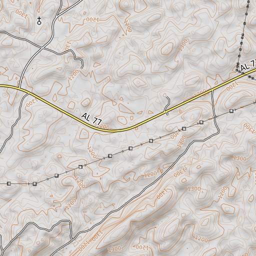 OpenTopoMap map of Graphite (historical), AL