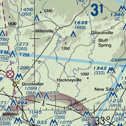 FAA VFR chart of Guthrie Creek, AL