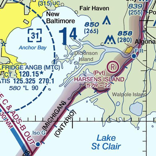 FAA VFR chart of Upper Branch, MI