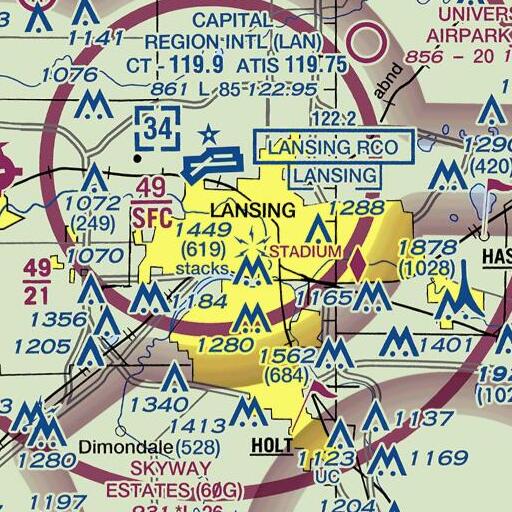 FAA VFR chart of Lansing, MI