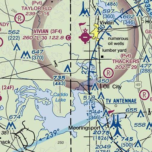 FAA VFR chart of Trees Post Office, LA