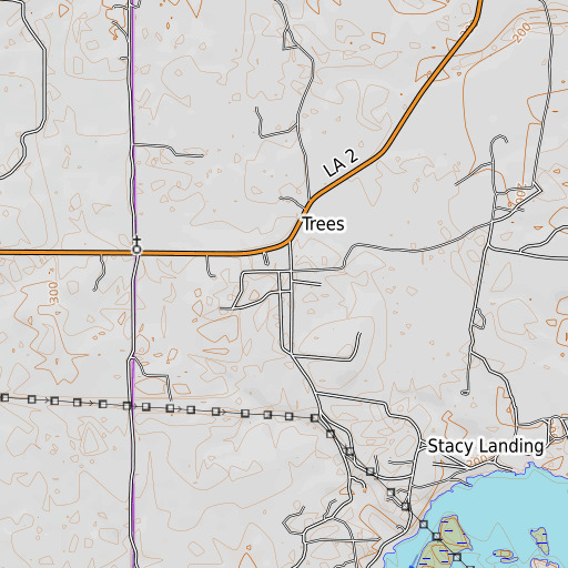 OpenTopoMap map of Trees Post Office, LA