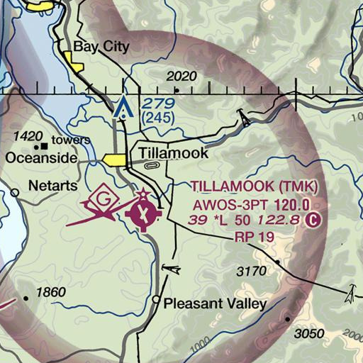 FAA VFR chart of Johnson Bridge, OR