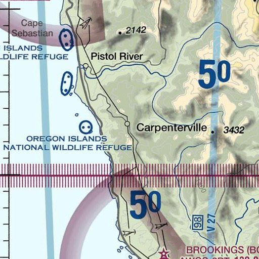 FAA VFR chart of Burnt Hill Summit, OR