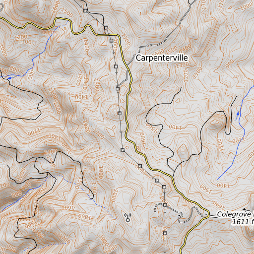 OpenTopoMap map of Burnt Hill Summit, OR