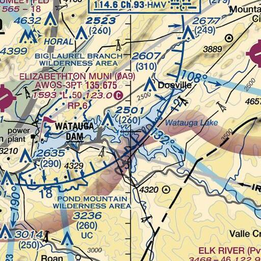 FAA VFR chart of Roan Creek, TN