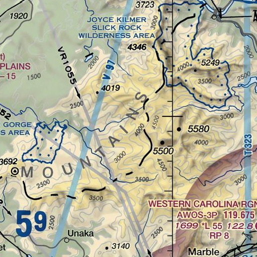 FAA VFR chart of Roaring Branch, TN