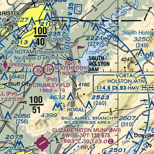 FAA VFR chart of Roaring Fork, TN