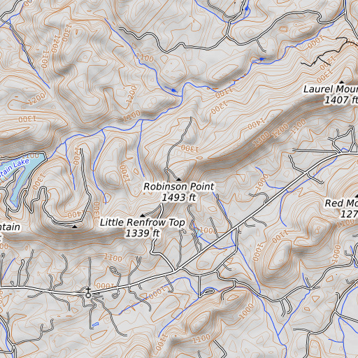 OpenTopoMap map of Robinson Point, TN