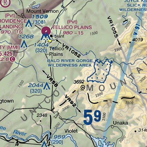 FAA VFR chart of Rocky Branch, TN