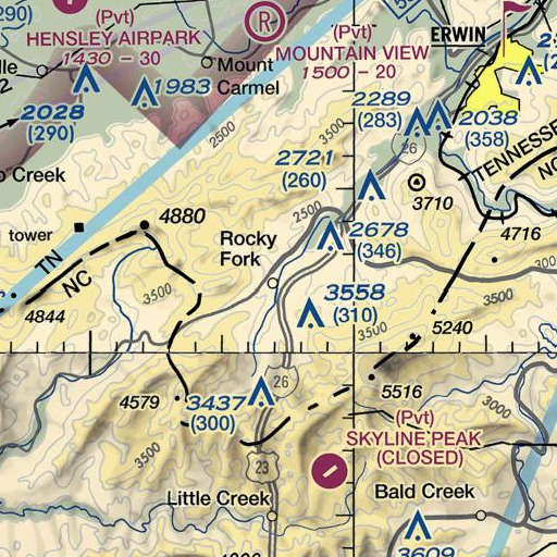 FAA VFR chart of Rocky Fork, TN