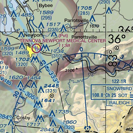 FAA VFR chart of Rocky Top, TN
