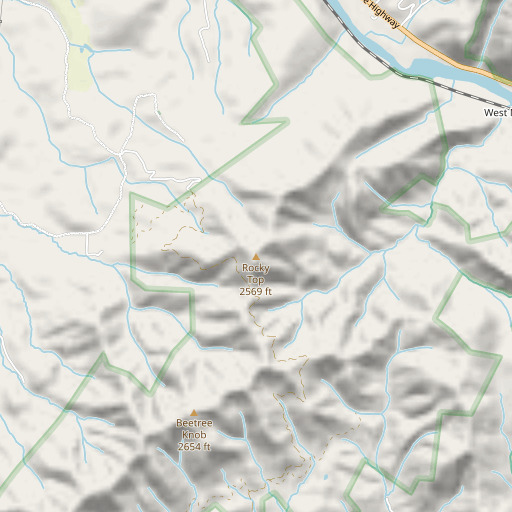 OpenStreetMap map of Rocky Top, TN