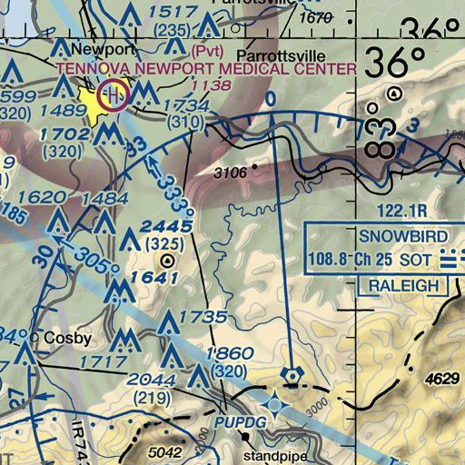 FAA VFR chart of Rowe School, TN