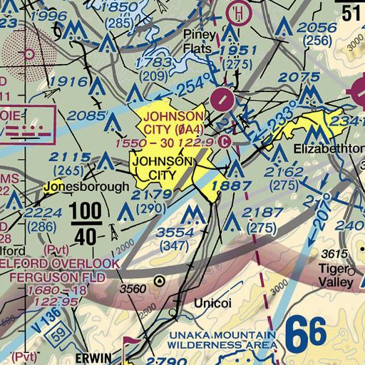 FAA VFR chart of Pine Oaks Golf Course, TN