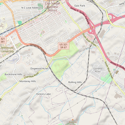 OpenStreetMap map of Pine Oaks Golf Course, TN