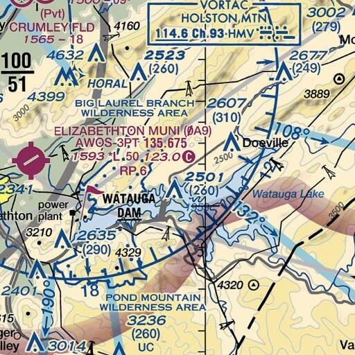 FAA VFR chart of Capley Branch, TN