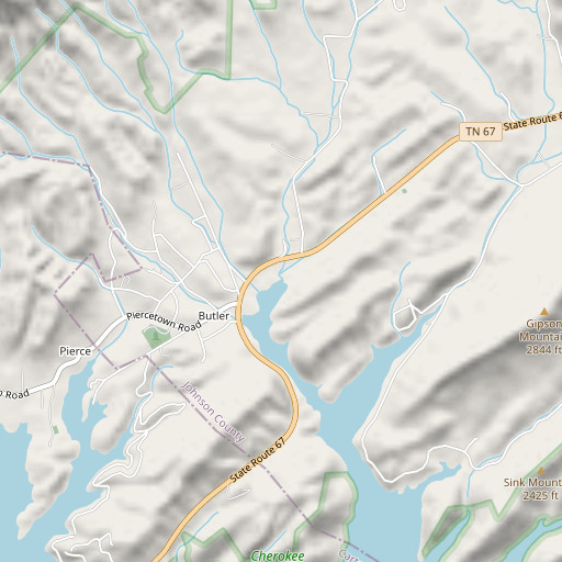 OpenStreetMap map of Capley Branch, TN