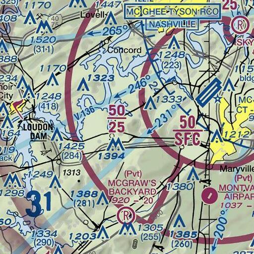 FAA VFR chart of Evans Quarry, TN