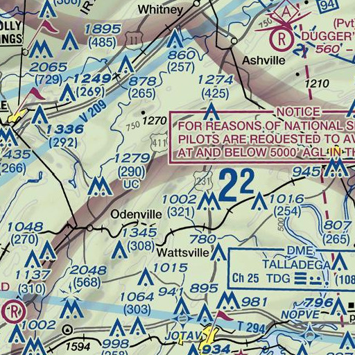 FAA VFR chart of Chimney Rock, AL