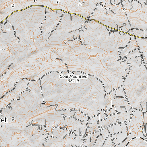 OpenTopoMap map of Coal Mountain, AL