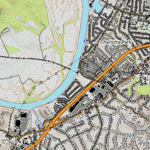 OpenTopoMap map of Davidsons Landing, TN