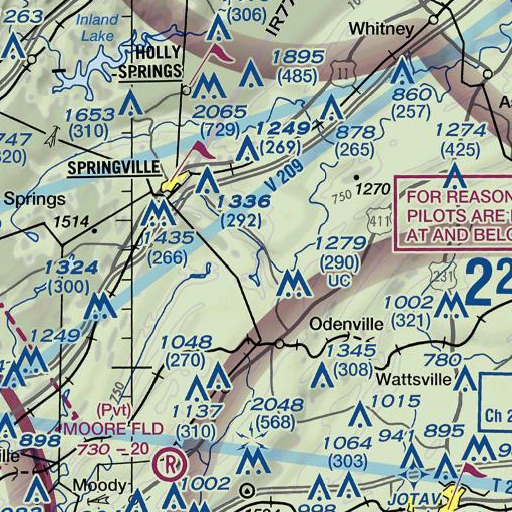 FAA VFR chart of Dry Creek, AL